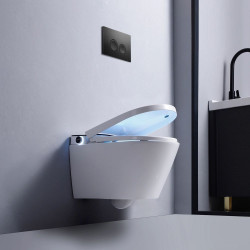 Электронный подвесной унитаз-биде Timo ТЕ-751B с инсталляцией и чёрной матовой клавишей