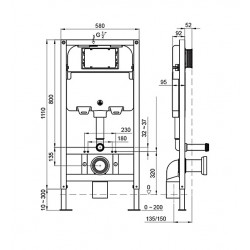 Электронный подвесной унитаз-биде Timo ТЕ-751B с инсталляцией и чёрной матовой клавишей