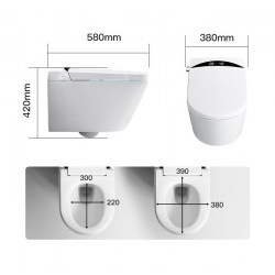 Электронный подвесной унитаз-биде Timo ТЕ-751B с инсталляцией и чёрной матовой клавишей