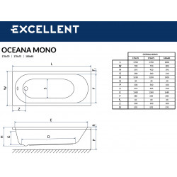 Акриловая ванна Excellent Oceana Mono 170x70