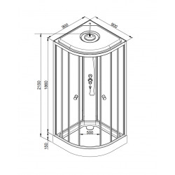 Душевая кабина с гидромассажем и электрикой DTO L909GM+EL+VST 90x90 со вставкой