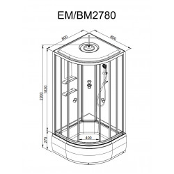 Душевая кабина с LED-подсветкой DTO EM2780LED 80x80