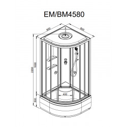 Душевая кабина с гидромассажем и LED-подсветкой DTO EM4580LED+GM 80x80