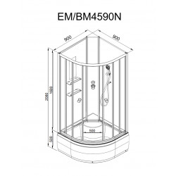 Душевая кабина с гидромассажем DTO EM4590NGM 90x90