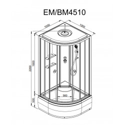 Душевая кабина с гидромассажем и электрикой DTO EM4510GM+EL 100x100
