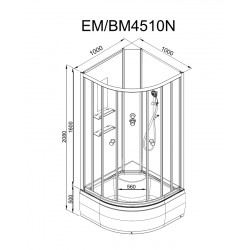 Душевая кабина с LED-подсветкой DTO EM4510NLED 100x100