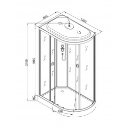 Душевая кабина AvaCan L902LGM+EL AVA N 120x80 с гидромассажем и электрикой