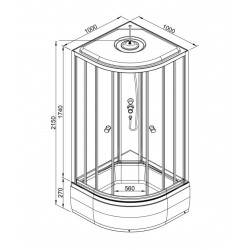 Душевая кабина AvaCan L710GM+EL AVA N 100x100 с гидромассажем и электрикой