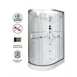 Душевая кабина AvaCan L602RNLED+GM AVA N 120x80 без крыши с LED-подсветкой и гидромассажем