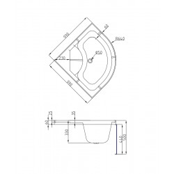 Душевая кабина AvaCan L610NLED+GM AVA N 100x100 без крыши с LED-подсветкой и гидромассажем