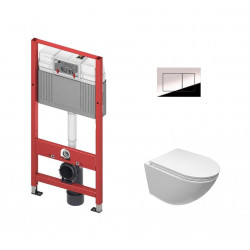 Комплект инсталляции Tece TECEbase 9.400.412 с кнопкой хром и унитазом Cerutti Sella Aria Tornado