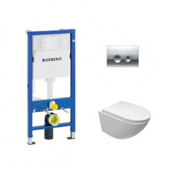 Комплект инсталляции Geberit Duofix Delta 458.124.21.5 с унитазом Sella Aria Tornado, кнопка Delta25
