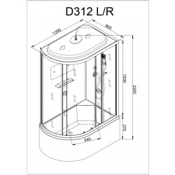 Душевая кабина AvaCan D312SRLED AVA N 120x90 с LED-подсветкой