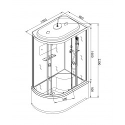 Душевая кабина AvaCan D120SRLED AVA O 120x80 с LED-подсветкой