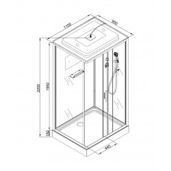 Душевая кабина AvaCan D119SLED AVA N 110x90 с LED-подсветкой