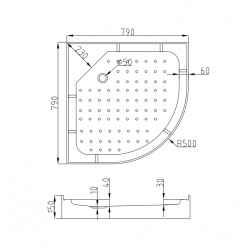 Душевая кабина AvaCan EM1580GM+EL AVA O 80x80 с гидромассажем и электрикой