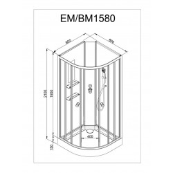 Душевая кабина AvaCan EM1580NLED AVA O 80x80 без крыши с LED-подсветкой