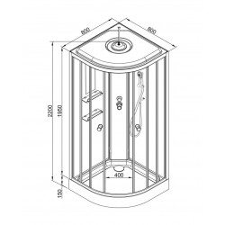 Душевая кабина AvaCan EM1580NLED+GM AVA O 80x80 без крыши с LED-подсветкой и гидромассажем