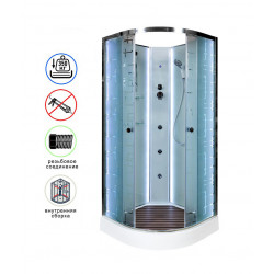 Душевая кабина AvaCan EM1580NLED+GM AVA N 80x80 без крыши с LED-подсветкой и гидромассажем