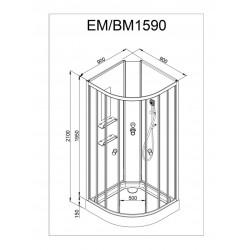 Душевая кабина AvaCan EM1590NLED AVA O 90x90 без крыши с LED-подсветкой