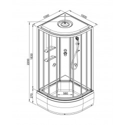 Душевая кабина AvaCan EM2710EL AVA N 100x100 с электрикой