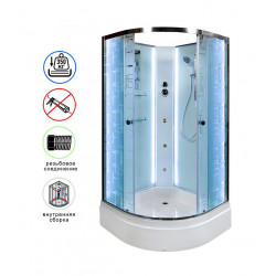 Душевая кабина AvaCan EM3011NLED+GM AVA N 110x110 без крыши с LED-подсветкой и гидромассажем