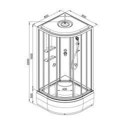 Душевая кабина AvaCan EM4580LED+GM AVA N 80x80 с LED-подсветкой и гидромассажем