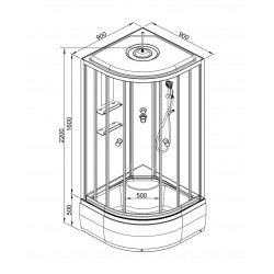 Душевая кабина AvaCan EM4590LED+GM AVA N 90x90 с LED-подсветкой и гидромассажем