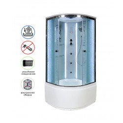 Душевая кабина AvaCan EM4510LED+GM AVA N 100x100 с LED-подсветкой и гидромассажем