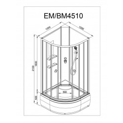 Душевая кабина AvaCan EM4510NLED+GM AVA N 100x100 без крыши с LED-подсветкой и гидромассаже