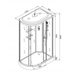 Душевая кабина AvaCan EM1511RLED AVA N 110x80 с LED-подсветкой