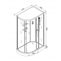 Душевая кабина AvaCan EM1511LNLED+GM AVA N 110x80 без крыши с LED-подсветкой