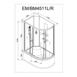 Душевая кабина AvaCan EM4511RNGM AVA O 110x80 без крыши с гидромассажем