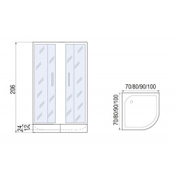 Душевой уголок МОНОМАХ -ДУ 70/180 С МЗ, с поддоном