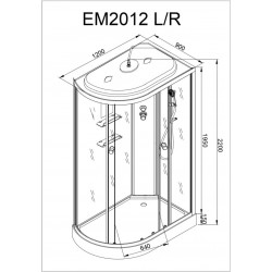 Душевая кабина AvaCan EM2012LGM+EL AVA N 120x90 с гидромассажем и электрикой