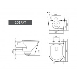Унитаз подвесной GRADO GD-W201T, с крышкой дюропласт SoftClose