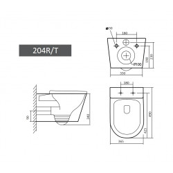 Унитаз подвесной GRADO GD-W204T, с крышкой дюропласт SoftClose