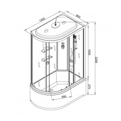 Душевая кабина AvaCan EM2712RGM+EL AVA O 120x80 с гидромассажем и электрикой