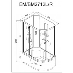 Душевая кабина AvaCan EM2712RN AVA N 120x80 без крыши
