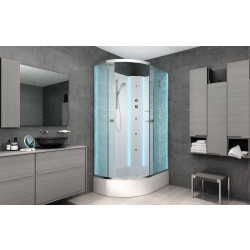 Душевая кабина AvaCan EM3012RNLED+GM AVA N 120x90 без крыши с LED-подсветкой и гидромассажем