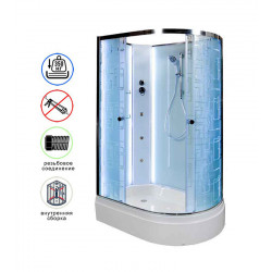 Душевая кабина AvaCan EM3012LNLED+GM AVA N 120x90 без крыши с LED-подсветкой и гидромассажем