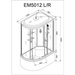 Душевая кабина AvaCan EM5012RGM+EL AVA N 120x90 с гидромассажем и электрикой