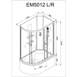 Душевая кабина AvaCan EM5012LNGM AVA N 120x90 без крыши с гидромассажем