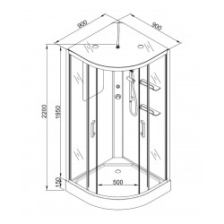 Душевая кабина AvaCan A09GM AVA N 90x90 с гидромассажем