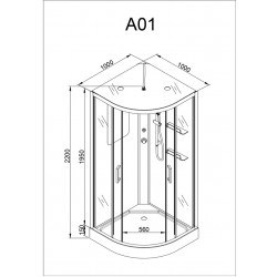 Душевая кабина AvaCan A01LEDKN AVA N 100x100 LED с кнопкой