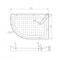 Душевая кабина AvaCan A102RLED+GMKN AVA N 120x80 LED с кнопкой и гидромассажем