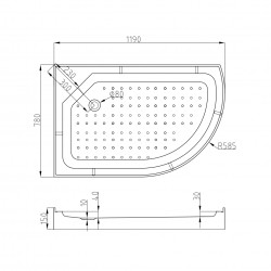 Душевая кабина AvaCan A102LLED+GMKN AVA N 120x80 LED с кнопкой и гидромассажем