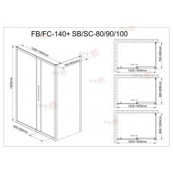 Душевой уголок AvaCan FC-120-SC90MT 120-140x90