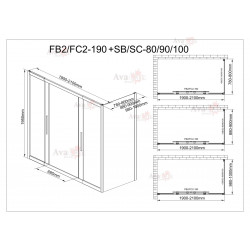 Душевой уголок AvaCan FC2-190-SC100MT 190-210x100