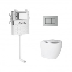 Комплект инсталляции и унитаза 5 в 1 Roxen Attach 968412 с приставным унитазом Antares 650185-01 и клавишей смыва Steel 420280S сатин